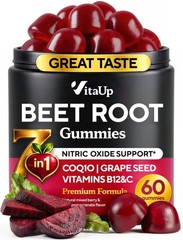 Beet Root Gummies – Beetroot Supplement with CoQ10, Grape Seed, Vitamin C, B1…