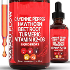 60ML Cayenne Pepper Hawthorn Beet Root Turmeric Vitamin K2+D3 Liquid Drops