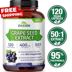 High Strength Grape Seed 50:1 Extract, 120 Vegan Capsules, 95% Polyphenols