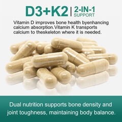 Vitamin D3 K2 Supplements Heart Bone Joint Immune System Support 30-120 Capsules