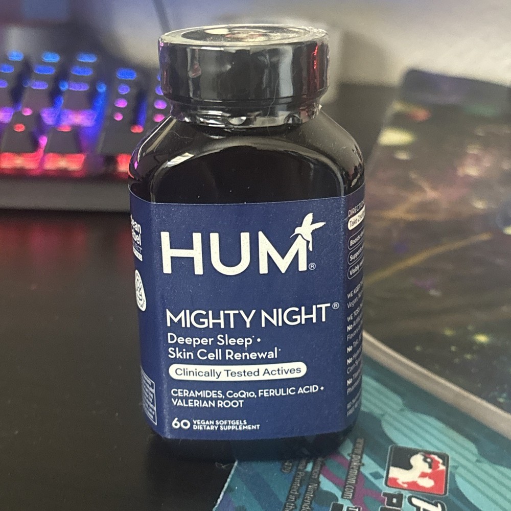 HUM Mighty Night Nighttime Sleep Supplement for Skin Care, CoQ10, Valerian Root