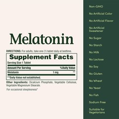 Nature’S Bounty Melatonin, 100% Drug Free Sleep Aid, 1Mg, 180 Tablets