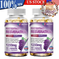 2×60 Capsules 1200mg Resveratrol Extract Polygonum Cuspidatum Japanese Knotweed