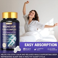 12 Magnesium Complex capsules + Biotin Vitamin B Complex Boost Energy Skin Hair