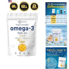 Triple Strength Omega 3 Fish Oil Supplements 4200mg Per Serving, 240 Softgels…