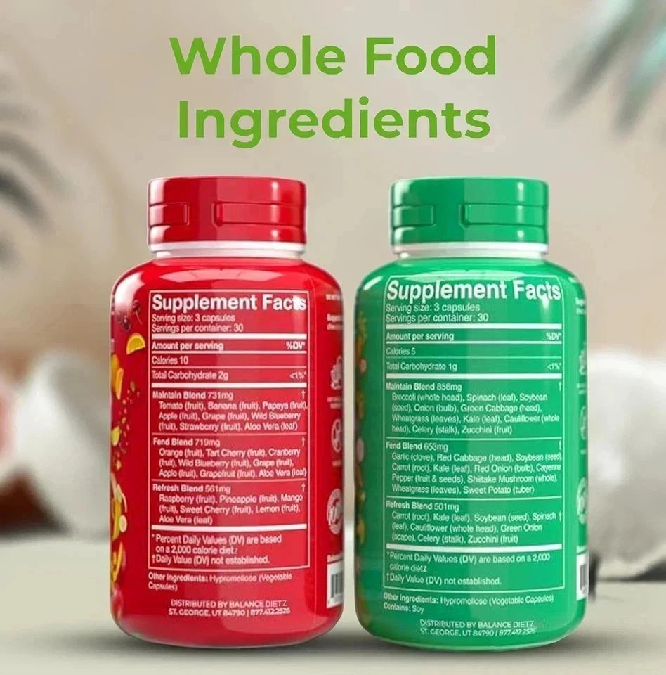 2 packages Fruits and Veggies dietary supplements 180 Fruit Veggies 180 and Caps