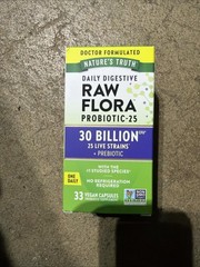 Nature’s Truth 30 Billion Raw Flora Probiotic-25, 33 Capsules, 08/2026
