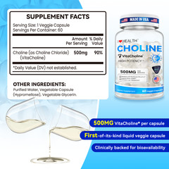 Choline Liquid Choline Supplement 500mg High Strength Brain & Liver Health