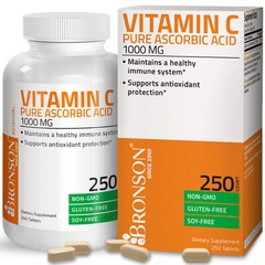 Vitamin C 1000 mg Premium Non-GMO Gluten Free Ascorbic Acid, 250 Tablets
