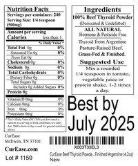 Beef Thyroid Powder – Grass Fed & Finished Argentine (4.2oz)