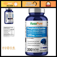Phosphatidylserine Memory Support 1000mg – 200 Vegan Non-GMO Capsules