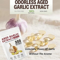 Odorless Garlic 7500mg Per Servings, 300 Softgels 2 Years Aged Garlic