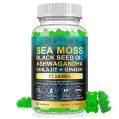 Sea Moss Gummies, Sea Moss, Bladderwrack, Ashwagandha, Burdock Root, Energy, …