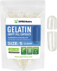 XPRS Nutra Size 5 Empty Capsules – 100 Count Clear Very Small Empty Gelatin Caps
