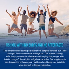 Omega 3 Fish Oil Capsules 3x Strength EPA DHA Highest Potency 120 Pills