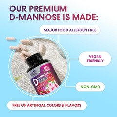 D-Mannose Capsules 1350mg with Cranberry UTI Support & Cleanse, Bladder Health