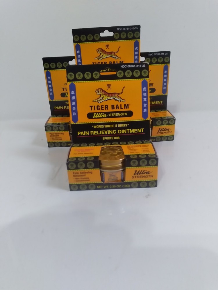 Tiger Balm Ultra Strength Pain Relieving Ointment 0.35 oz Each Jar Pack of 4