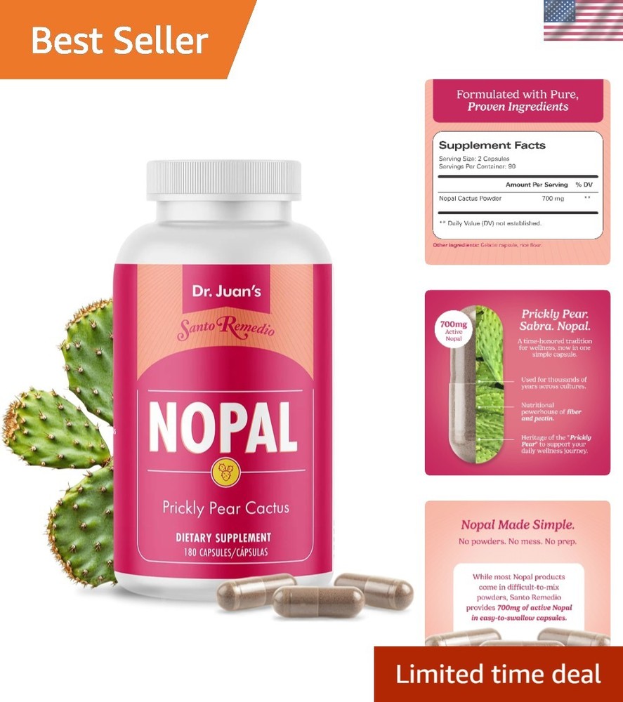 Doctor Formulated Nopal Supplement – 700 mg, 180 Capsules for Natural Health