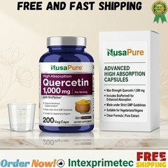 NusaPure Quercetin 1000mg – 200 Veggie Caps Non-GMO Vegan Vegetarian Bioperine