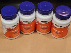 (4X) Now Foods- Vitamin A Lot- 25 000 IU- 100 Softgels Each- Exp. 10/26-