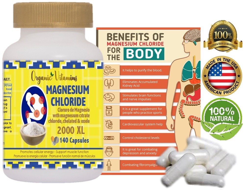 Magnesium Chloride chelated citrate High absorption 140 CAPSULES 2000 XL