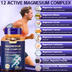 2 Pack Magnesium Complex 700mg, 12 Types for Sleep, Muscle & Bone, 240 Capsules