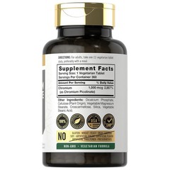 Picolinato de cromo 1000mcg – 360 Tablets – 360 Porciones – Sin OGM y Sin Gluten