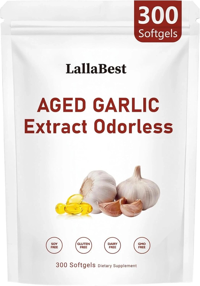 Odorless Garlic 7500mg Aged Garlic Extract 300 Softgels 2 Year Aged