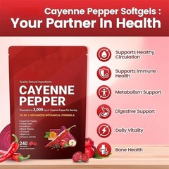 Cayenne Softgels Softgels Supplement, Supports Leg Vein, 240 Pepper /1Bag