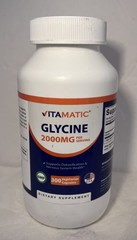 Vitamatic Glycine Supplement, 2000mg Per Serving, 300 Count, Non-GMO, Glutenfree