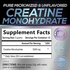 Creatine Monohydrate 5000mg 60 Servings – Supports Muscle Growth and Strength