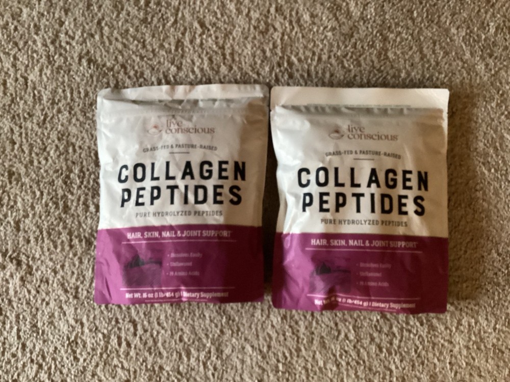 2 PACK! Live Conscious Collagen Peptides Hair, Skin, Nail & Joint Support 16 Oz.