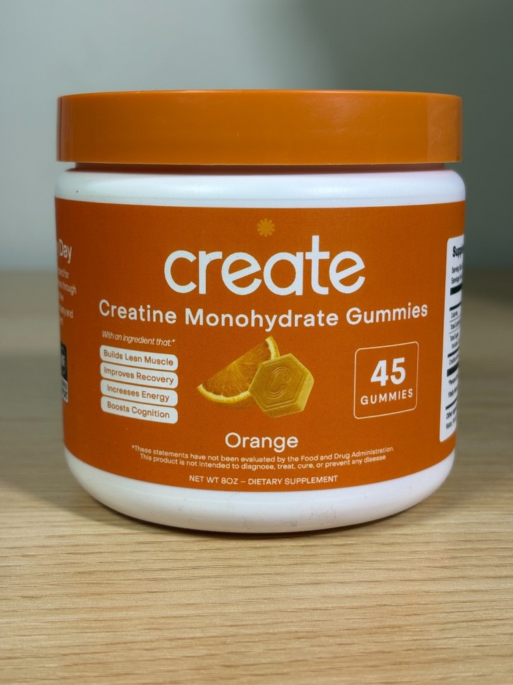 Creatine Monohydrate Gummies Orange 45 Count 4.5g Creatine Dietary Supplement