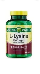 Spring Valley L-Lysine Amino Acid Supplements, 1000 mg, 100 Count Exp:04/2026