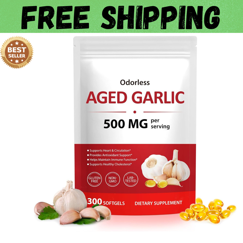 Oderless Garlic 7500 Mg Per Servings,300 Softgels,2 Years Aged Garlic Extra