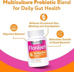 Florajen Probiotics 30 Count High Potency Acidophilus for Digestive Health
