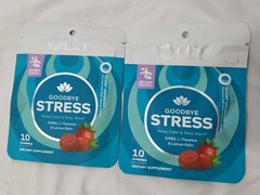 2 x OLLY Goodbye Stress Gummy Travel Size 10ct ea, GABA, L-Theanine, Lemon Balm