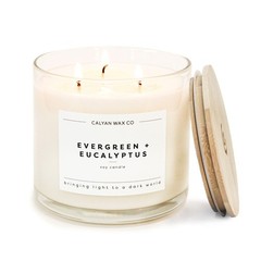 Evergreen & Eucalyptus 3 Wick Scented Candle – 43 Hour Burn | Made in the USA…