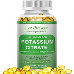 Potassium Supplement Softgels, High Absorption Potassium Citrate 1000Mg for Musc