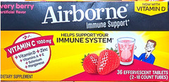 Airborne Immune Support Effervescent Very Berry 2×18 Count Tubes EXP 09/2026