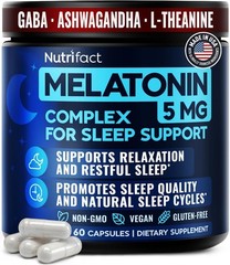 Melatonin 5mg Sleep Aid, 9-in-1 Complex with Magnesium & Ashwagandha, Vegan | No