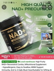 Ahete NAD+ & Resveratrol Supplement 900mg 90 Capsules Energy Support 45 Day