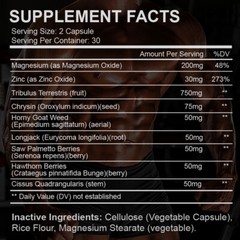 Testosterone Booster Chrysin Low Test Boost Natural Tribulus Terrestris 180 Caps