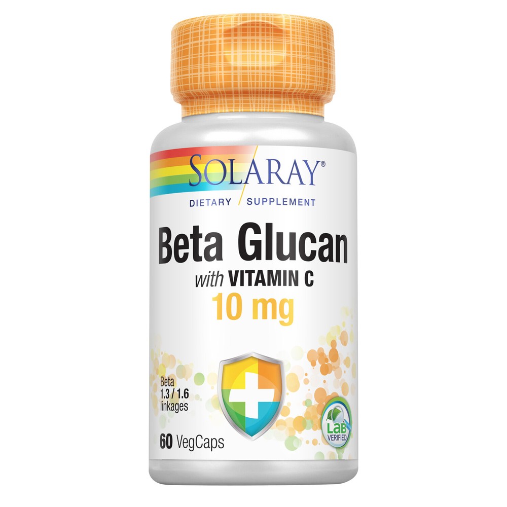Solaray Beta Glucan with Vitamin C 10 mg | From Baker’s Yeast | 60 VegCaps