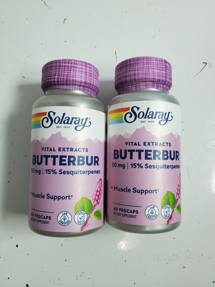 2pk Solaray Butterbur Root Extract 50mg 60ct – Muscle Support – Exp 04/2028