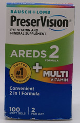 Bausch + Lomb PreserVision AReds 2 + Multi Vitamin, 100 Softgels, Exp. 9/27