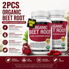 2 Sealed Organic Beet Root Energy & Antioxidant Supplement 180 Tabs NEW