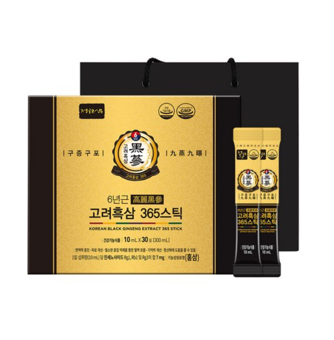 Korean Black Ginseng Extract 𝟯𝟲𝟱 Stick 10ml X 30Pouches Saponin 정원삼 K-food