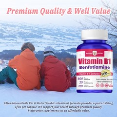 2 Pack Vitamin B1 (Thiamine) 500mg, 240 Capsules – Gluten Free and Non-GMO