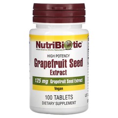 NutriBiotic Grapefruit Seed Extract 125 mg 100 Tablets Egg-Free, Gluten-Free,